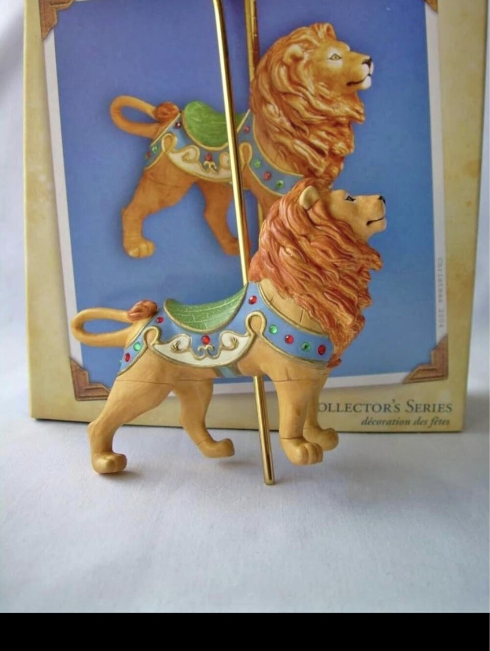 Golden Lion Carousel Figurine - Decorative Home Accent